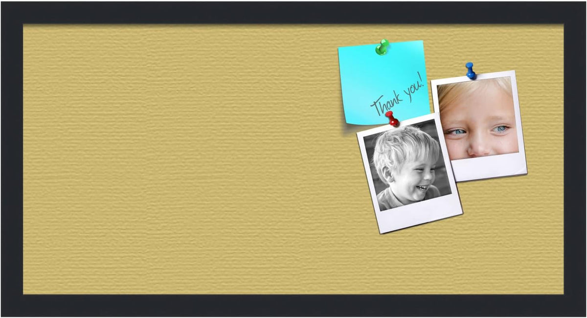 PinPix 24x12 Inch Cork Bulletin Board. This Decorative Framed Pin Board Comes with Honey Pastel Design and a Satin Black Frame. Ideal for Home Office Decor or Message Board (PinPix-1810)