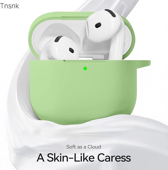 for AirPods 4 Case, TNSNK Silicone AirPod 4 Case Cover Compatible with Apple Airpods 4th Gen, Shockproof Protective Cases for Women Girly with Cleaner Kit and Keychain, Front LED Visible