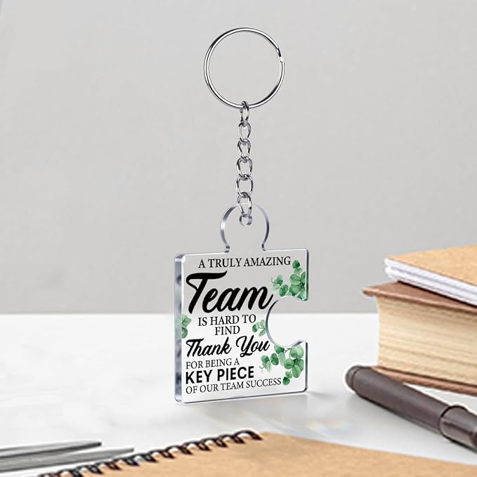 Team Appreciation Gifts Bulk Thank You Keychains for Coworkers | Gift Set for Employee, Staff, Teachers, Teamwork Puzzle Piece Keyring, Acrylic