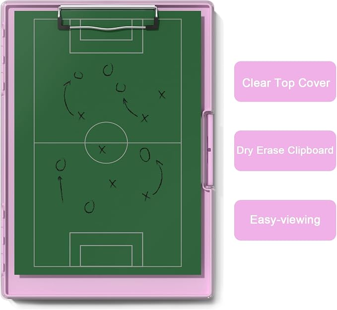 Hongri Clipboard with Storage, Pink 8.5 x 11 Clip Board, Dual Compartmen | Folder Nursing Side Opening, Heavy Duty Organization Box, Smooth Writing for Teachers, Classroom, Size 13.3 x 9.4 x 1.5 in
