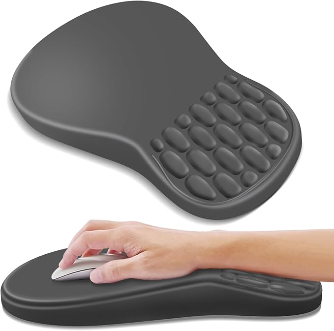 YIWEI Ergonomic Mouse Pad with Wrist Rest for Carpal Tunnel Pain Relief | Memory Foam Wrist Support,Non-Slip Rubber Base, Keyboard Computer Mousepad,Lycra Cloth Surface,Gaming Home Office