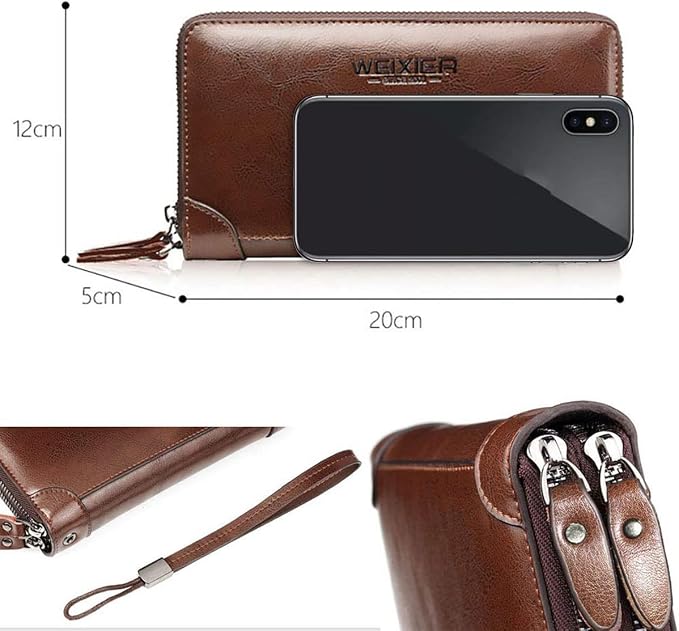 Large Wallet Clutch Long Leather Phone Purse Business Hand Clutch Bag Card Holder Travel Wallet for Men Women Father Husband