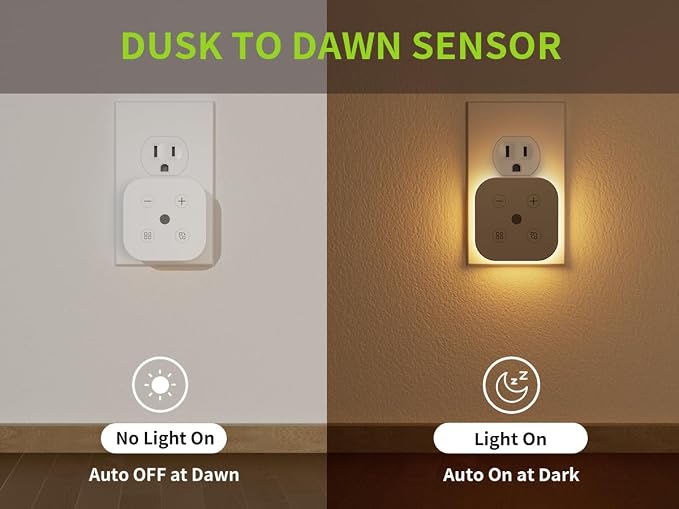 2 Pack Very Dim Sleep Night Lights Plug into wall, Kids Sleep Light, Adult Sleep Light, Bedroom Night Light, Light Sensor, LED, Dimmable, Warm Soft Light Plug in Night Light