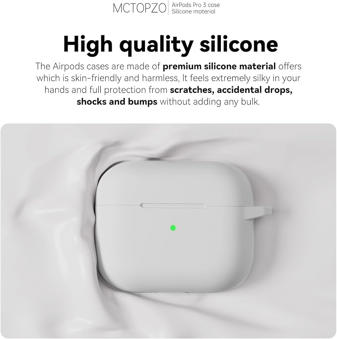 for AirPods Pro 3 Case 2025,Come with Cleaner Kit,White | Silicone Protective Cover for Airpod Pro 3rd Generation Case with Keychain,for Women Men,One-Piece Design,Shockproof