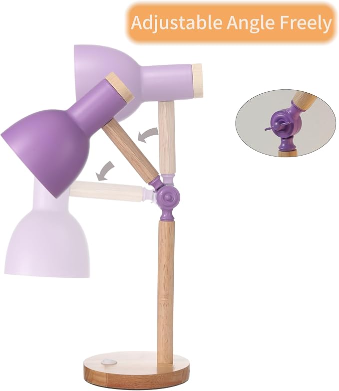 Adjustable Wooden Arm Desk Lamp, Metal Shade Table Lamp | Dorm Lamp,Bedside Lamp,Reading Lamp,Lamp for Home Office