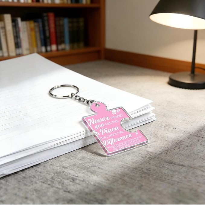 Team Appreciation Gifts Bulk Thank You Keychains for Coworkers | Gift Set for Employee, Staff, Teachers, Teamwork Puzzle Piece Keyring, Acrylic