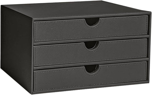 UnionBasic Document Organizer, 3-Drawer File Cabinet Document Storage Box, Office Desktop Filing Organizer, Elegent Grey