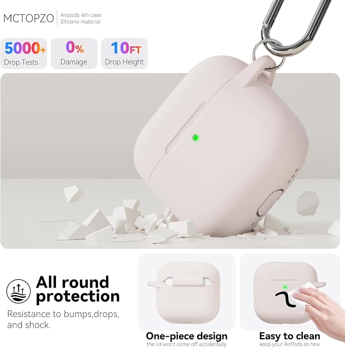 for AirPods 4 Case 2024 with Cleaner Kit & Keychain-Milk Tea | Silicone Protective Cover for Apple AirPods 4th Generation Case,for Women Men,One-Piece Design,Shockproof,Dust Proof
