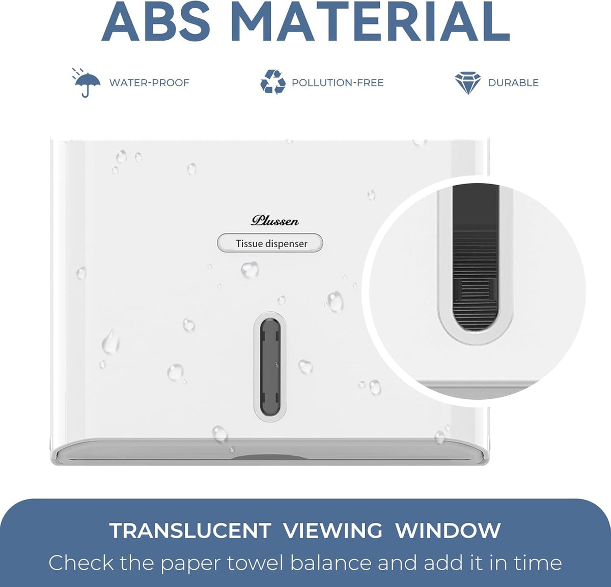 Paper Towel Dispenser Wall Mount, Adhesive No Drilling Multifold Trifold C Fold Commercial Hand Towel Dispenser,White