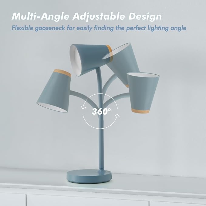 EJIAXIN Desk Lamps for Home Office - Small LED Desk Lamp Touch Dimmable Reading Light for College Dorm Room - Adjustable Flexible Gooseneck Table Lamp for Bedside Bedroom Nightstand Blue