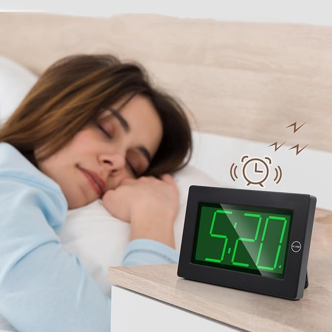 Alarm Clock, Wall Clock, Digital Clock, 3" LED Digit Display, Adjustable Brightness, Auto Night Mode, Auto Alarm Volume Increasing, Wall-Mount & Table-top