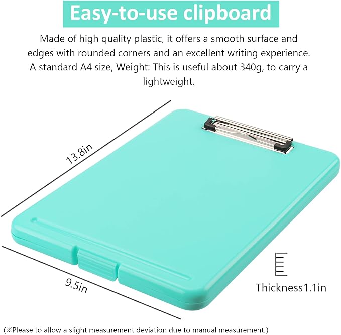 SFLHHDM Clipboard with Storage, Clipboards Foldable for Nurse,for 8.5x11 Paper Clip Boards,A4 Clipboards Case with Smooth Writing for Office Supplies Clip Board Case-Cobalt Teal