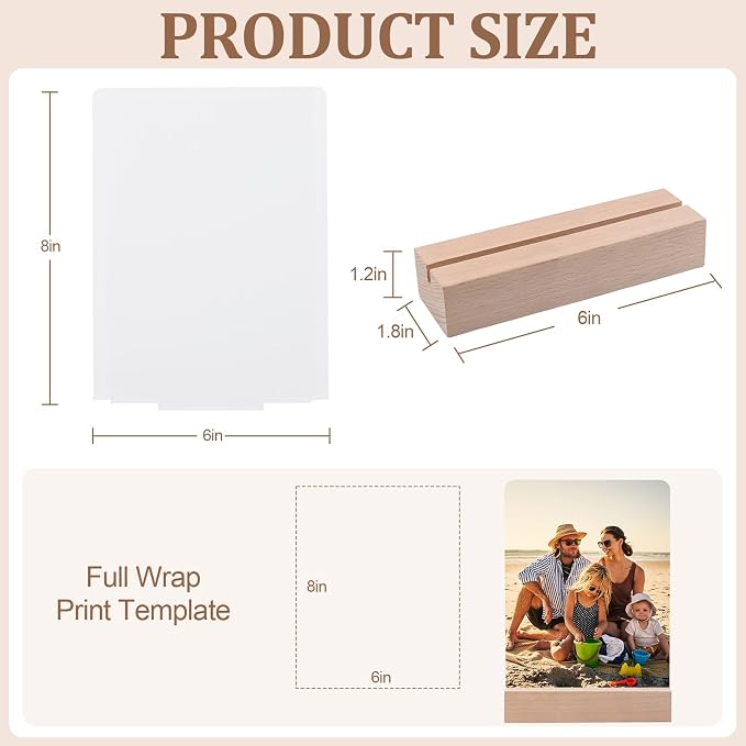 4 Pack 6" x 8" Sublimation led Acrylic Photo Frames Night Lights Blanks Heart Shape,with Warm Color Light with Wood Stand for Heat Press Machine Printing