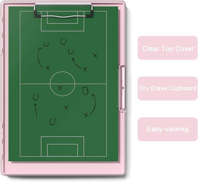 Hongri Clipboard with Storage, Pink 8.5 x 11 Clip Board, Dual Compartmen | Folder Nursing Side Opening, Heavy Duty Organization Box, Smooth Writing for Teachers, Classroom, Size 13.3 x 9.4 x 1.5 in