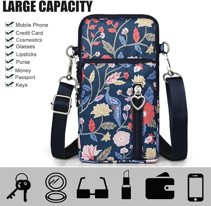 Small Crossbody Bag for Women - Mini Phone Purses with Crossbody Strap and Wallet - Nylon Arm Bag
