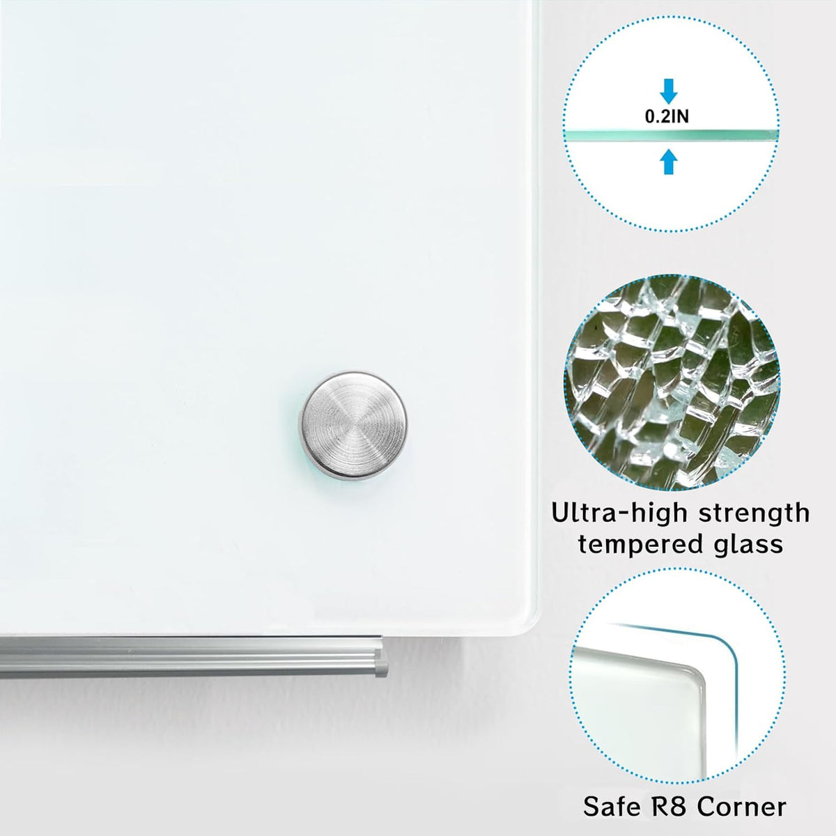 KIZZBY Glass Dry Erase Board - Magnetic Whiteboard, 72"X36" Frameless White Board Clear Glass Boards with Super Strong Magnets, Wall Mounted for Office, Classroom and Home