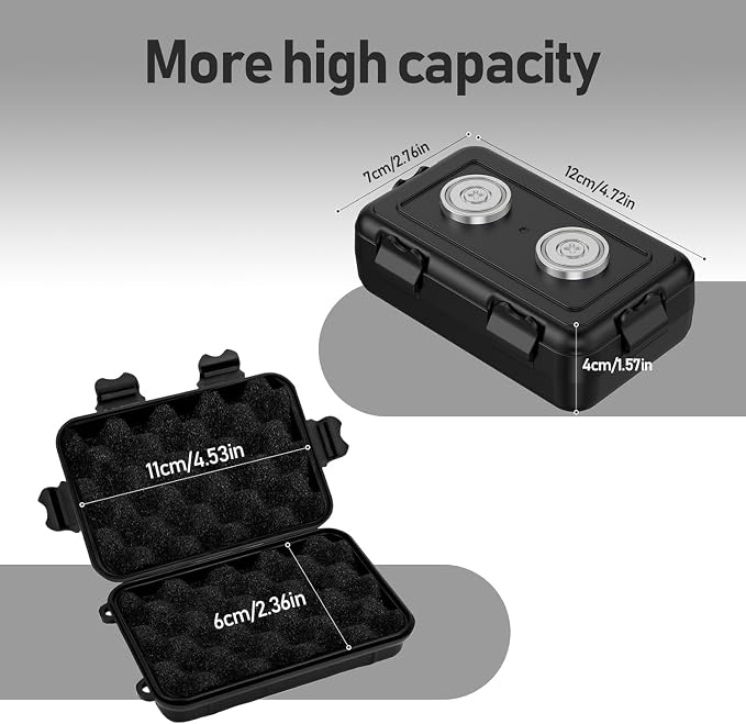 2Pack Magnetic Key Box, Hide A Key Holder, Under Car Magnetic Key Storage, Waterproof Hidden Key Box for Outside, Car Key Hider Magnet for Vehicles Travel (MM1-2, Regular)
