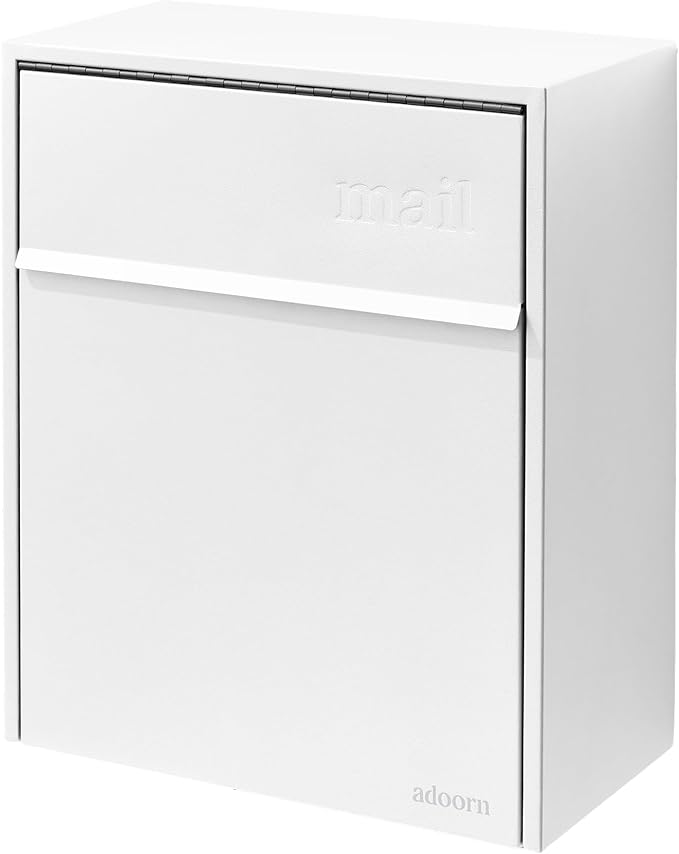 Adoorn Lockable Wall Mount Mailboxes for Outside - Large Anti-Theft Locking Mailbox for Letters - Weatherproof Construction - Durable Steel - 18.5" H x 15" L x 7.5" D - White