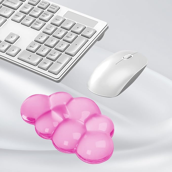 Gel Cloud Mouse Wrist Rest, Cute Wrist Support and Arm Support for Mouse Rest Typing Pain Relief，Suitable for Office/Computer/Laptop/Gaming (Transparent Pink)
