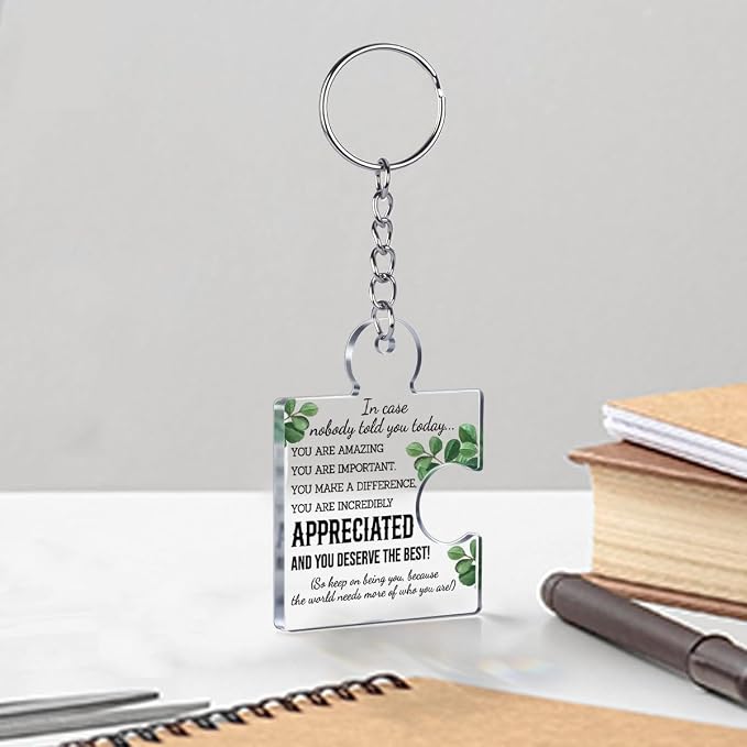 Team Appreciation Gifts Bulk Thank You Keychains for Coworkers | Gift Set for Employee, Staff, Teachers, Teamwork Puzzle Piece Keyring, Acrylic
