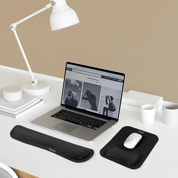 VAGAU Premium Keyboard Wrist Rest and Mouse Pad Wrist Support | Ergonomic Memory Foam Set for Office, Laptop, Mac, Computer and Gaming, Comfortable Typing &Wrist Pain Relief