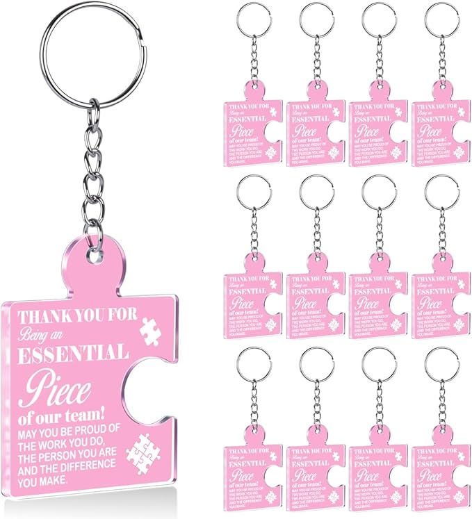 Team Appreciation Gifts Bulk Thank You Keychains for Coworkers | Gift Set for Employee, Staff, Teachers, Teamwork Puzzle Piece Keyring, Acrylic