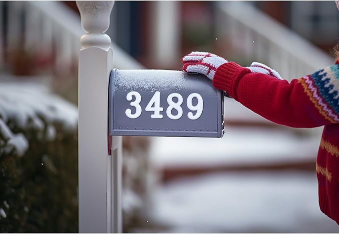 opasyo 30 Pieces Mailbox Numbers for Outside 2 inch 0-9 Self-Adhesive Mail Box Numbers,3D Gold House Numbers for Mailbox, Apartment, House, Trash Bins,Office Hotel Room (White, 2inch)