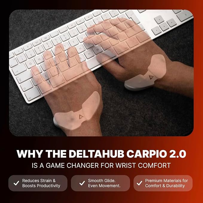 DELTAHUB Carpio 2.0 - Right-Handed Truly Ergonomic Wrist Rest for Mouse, Carpal Tunnel Support, Pain Relief, Anti-Fatigue, Easy Glide, Sleek, Office Computer, Laptop, Gaming - Small, Black