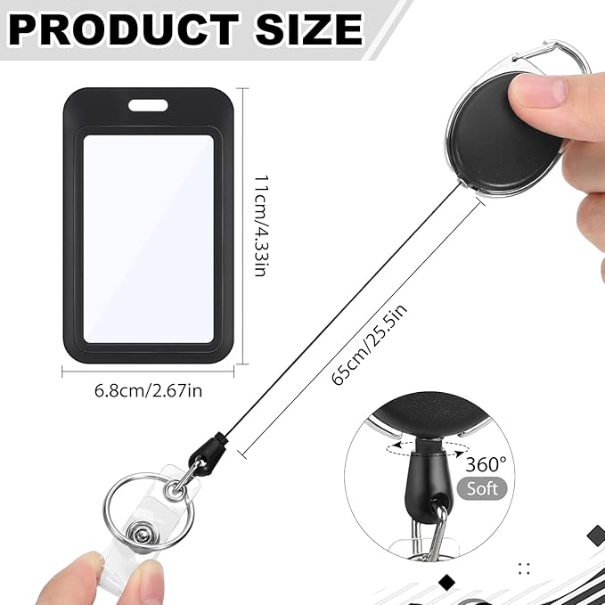 2 Pack Badge Holder Retractable Clip Heavy Duty Reels with Double-Sided Windows Sliding ID Badge Holder for Women Nurse Teacher Student