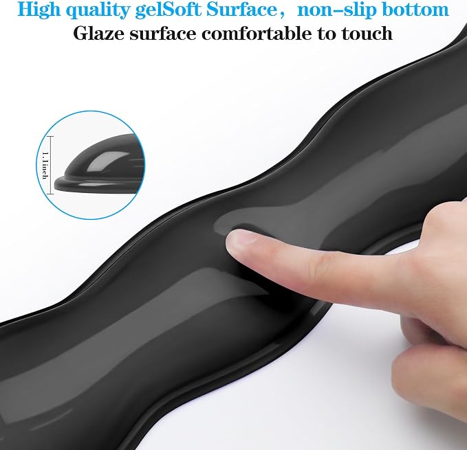 Gel Wrist Rest for Keyboard and Mouse, Wrist Rest for Keyboard, Mouse Wrist Support, Pain Relief, Cool Touch, Non-Skid, Mouse Wrist pad