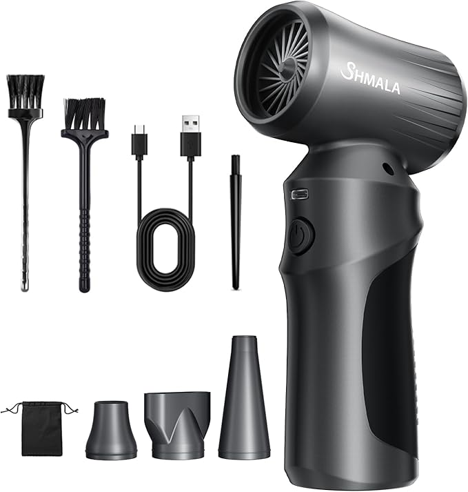 Electric Compressed Air Duster, 150000 RPM Super Powerful Cordless Air Blower, Rechargeable Brushless Motor, 3-Speed Adjustable, Durable Design for Keyboard, PC & Electronics Cleaning