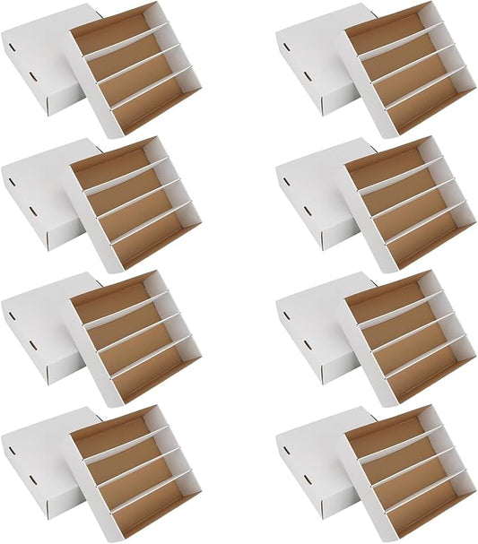 Trading Card Storage Box 3120 Count Collector Cards Box White Sports Card Storage Boxes Card Sorting Tray Cases Cards Collection Trading Cards Box for Soccer Basketball Cards (8 Set)