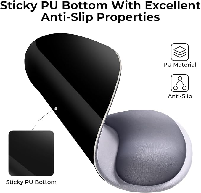 EooCoo Mouse Pad with Gel Wrist Rest, Ergonomic Mousepad Wrist Alignment | Middle Concave Design for Natural Wrist Alignment, Non-Slip Base Mousepad, Carpal Tunnel Relief, Office Desk Accessories