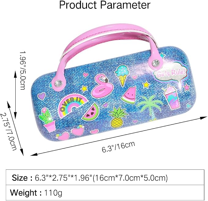 PERFECTSIGHT Hard Shell Eyeglasses Case, PU Leather Protective Glasses Case, Cute Eyeglass Case for Women Men Girls