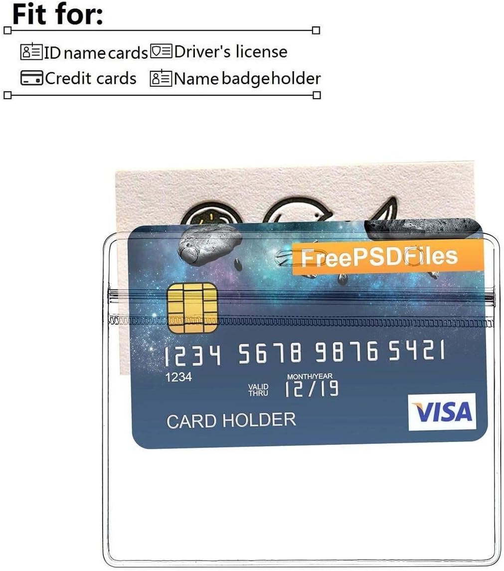 100 Pack Horizontal ID Badge Holder with Clip, Universal Waterproof PVC Transparent Name Tag Holder with Sealed Zipper(2.3 × 3.6 inch)