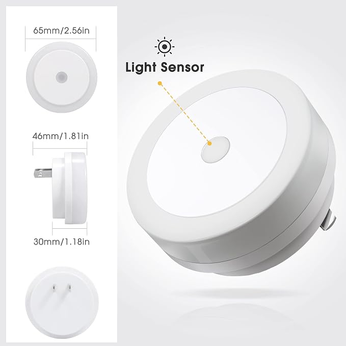 Night Lights Plug-in [2Pack], LED Night Light with Sensor for Kids, Baby, Bathroom, Stair, Hallway - Cool White