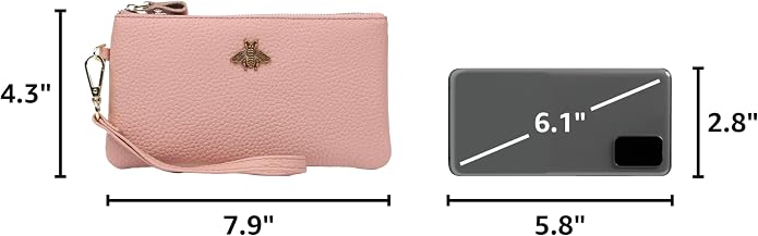 imeetu Wristlet Wallets for Women, Wristlet Clutch Purse, Phone Wallet | Genuine Leathe Wallet Women, Lightweight Water-resistant Long Wallet with Wrist Strap, Zip Coin Pocket, Gift Box, Bee Decor