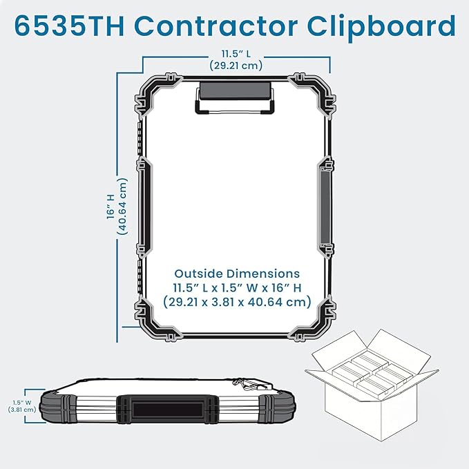 Flambeau Heavy-Duty Contractor Clipboard Document Holder, Portable Storage Organizer for Papers, Receipts & Forms | Office, School & Jobsite Use, Grey