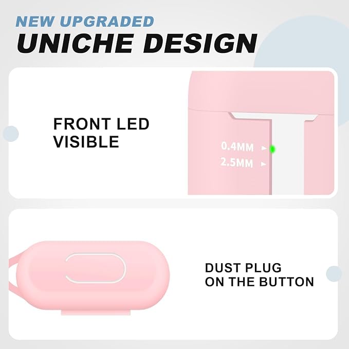 for AirPods Case Cover, Come with Clean Pen，Soft Silicone Protective Cover with Buckle for Women Men Compatible with Apple AirPods 2nd 1st Generation Charging Case, Front LED Visible,Pink