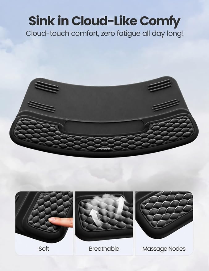 Vaydeer Wrist Rest with Keyboard Stand, Computer Wrist Support Pad, Ergonomic Keyboard Riser Holder Lift Tray with Wrist Pad, Soft Memory Foam Desk Cushion, Palm Hand Typing for Office Home Gift-Black
