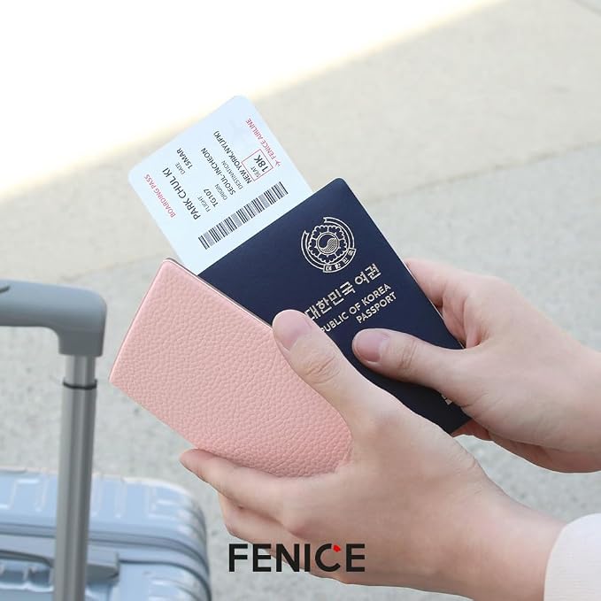 Fenice Classic Passport Cover Holder Wallet Case for Travel Essential RFID Blocking Vegan Leather Waterproof (WHITE)