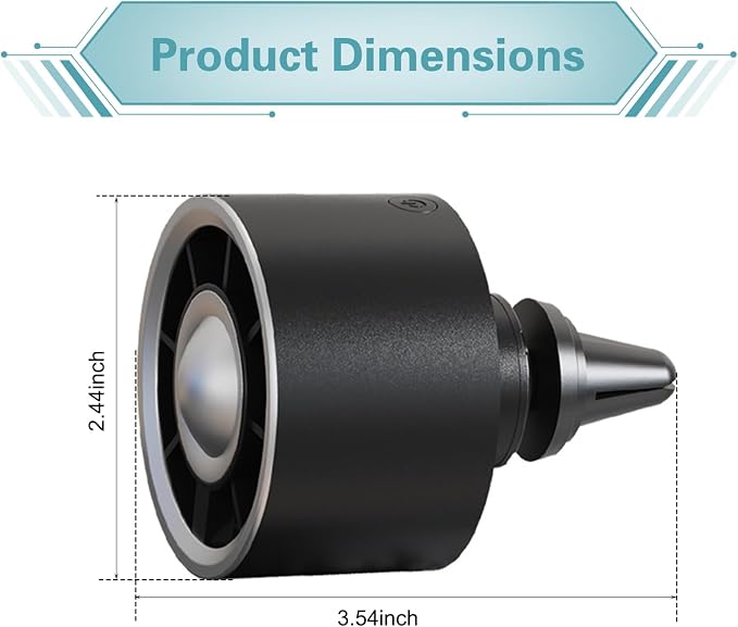 Car Vent Fans, Portable USB Mini Automatic Fan with Cool Lighting, Three-speed Blower with Adjustable Clip, Universal for Most Cars, Trucks, SUVs (Black)