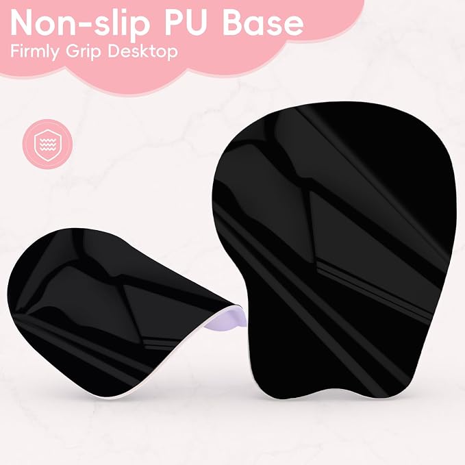 Mouse Pad with Wrist Rest Ergonomic Mouse Pad with Comfortable M-Shape Pain Relief Wrist Support Non-Slip PU Base Mousepad for Laptop, Office & Home (Blush Pink)