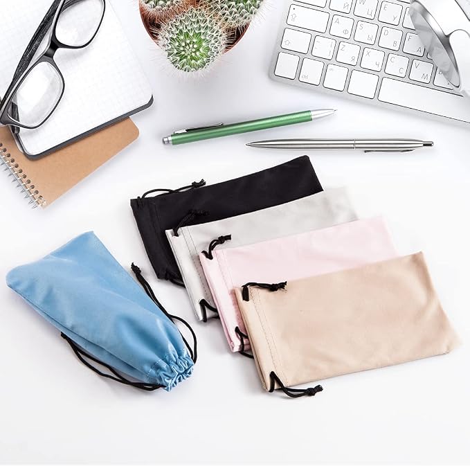 TRIUMPH VISION Glasses Case Soft Eyeglass Case Sunglass Pouch Cloth 3 Pack | Thick Microfiber Pouch Drawstring Pouch Eye Glass Bag Sunglasses Sleeve Storage, Lens Protection Cover,Cleaning Lens Screen