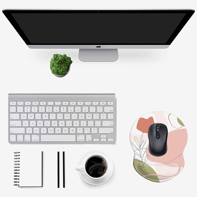 Mouse Pad with Wrist Support, Non Slip Mousepad Wrist Rest for Office, Computer, Laptop & Mac-Comfortable & Lightweight Ergonomic Support Mouse Mat(DL-Pink Art)