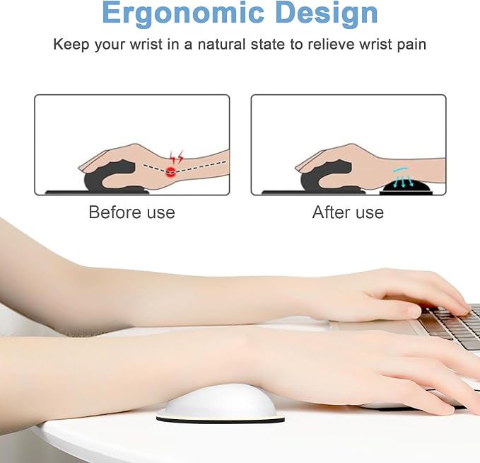 Dapesuom Mouse Wrist Rest, Ergonomic Memory Foam Mouse Wrist for Computer Desk Mats Support, Hand Rest Pad Cushion for Gaming, Office, Laptop, Men, Women, Pain Relief & Easy Typing, Ivory White