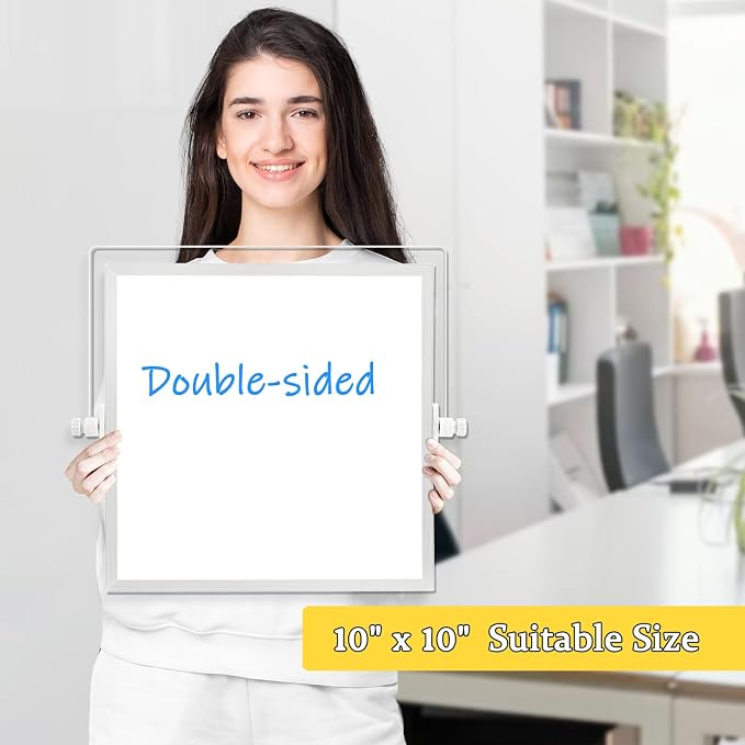Double-Sided Magnetic White Board with Stand, 10" x 10" | Dry Erase Board with Stand, Desktop Whiteboard Easel , Portable Small White board dry erase for Drawing, Office, Home