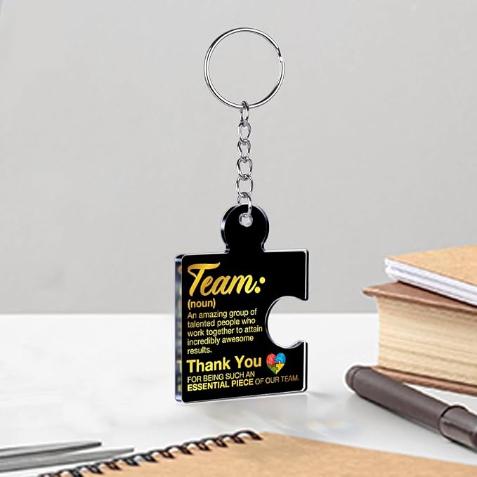 Team Appreciation Gifts Bulk Thank You Keychains for Coworkers | Gift Set for Employee, Staff, Teachers, Teamwork Puzzle Piece Keyring, Acrylic
