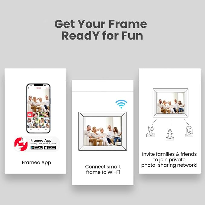 Frameo Digital Picture Frame 10.1 Inch Smart WiFi Digital Photo Frame, IPS Touch Screen, 32GB, Electronic Slideshow, Load from Phone App, Auto-Rotate, for Grandparents & Mothers Day
