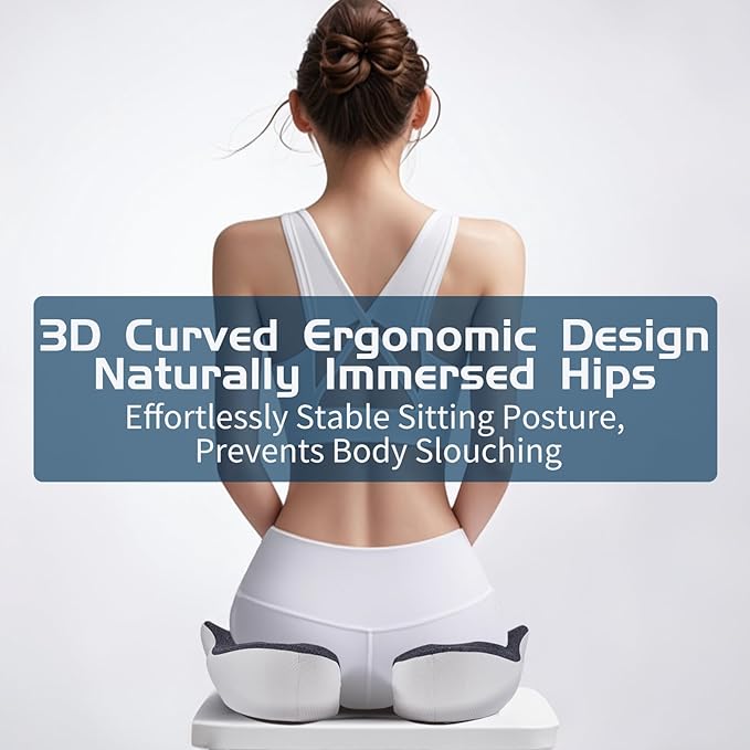 Pressure Relief Seat Cushion for Long Sitting Hours on Office/Home Chair, Car, Wheelchair - Extra-Dense Memory Foam for Hip, Tailbone, Coccyx, Sciatica-Black (Light Edge)